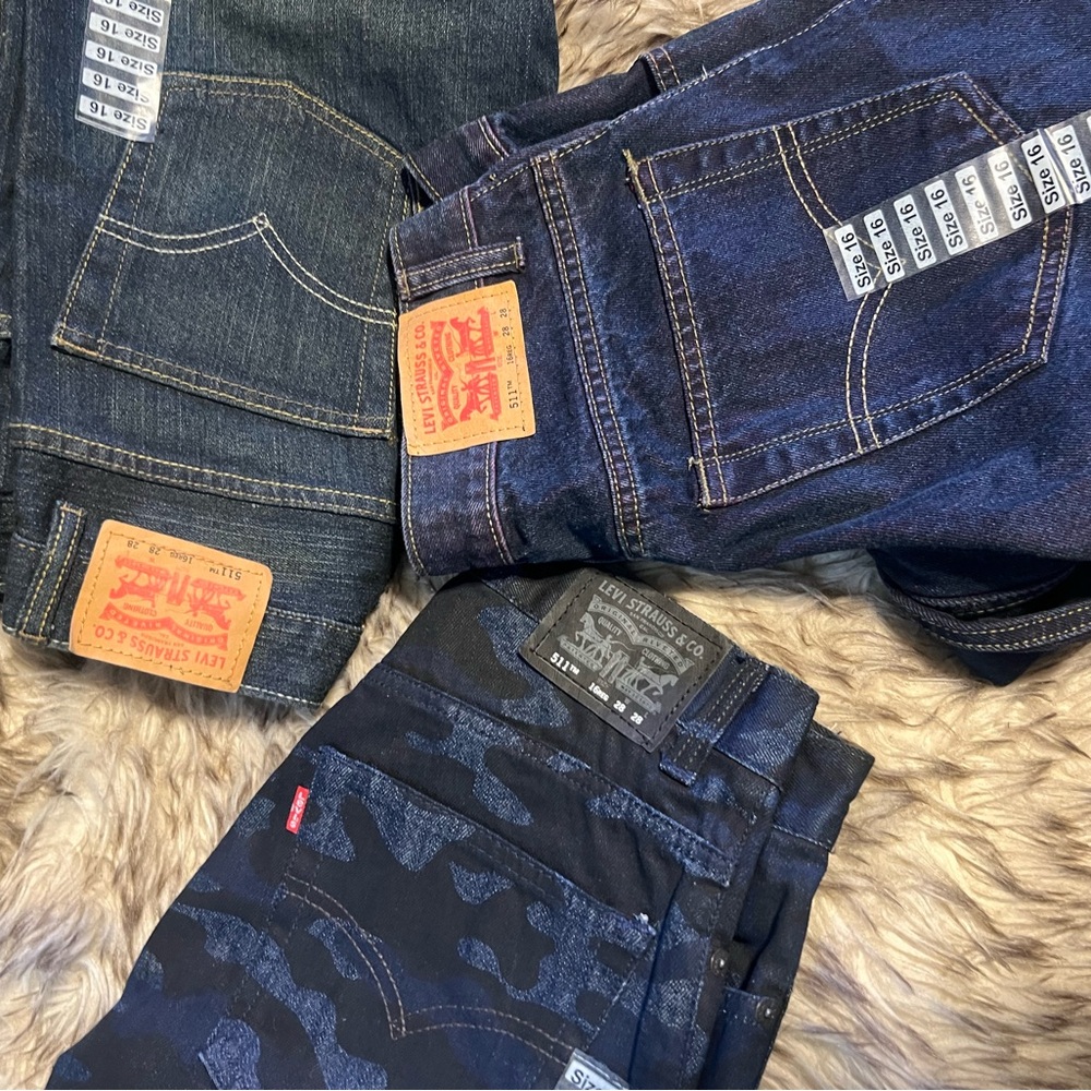 Levi's (new w/tags) Dark Blue (511s)Slim Jeans(3 pr) for BOYS Sz 16R - Picture 10 of 10